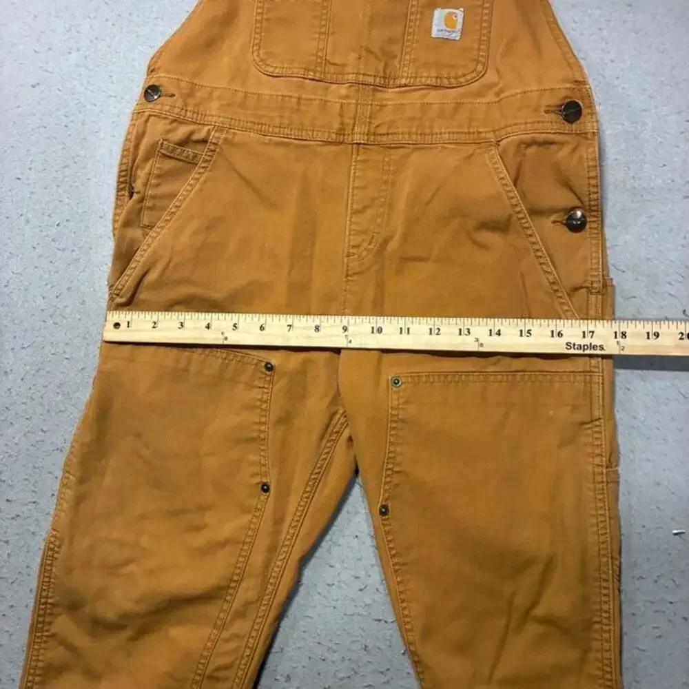 Carhartt Double Knee Overalls Womens XS Short Burnt Orange Raw Hem